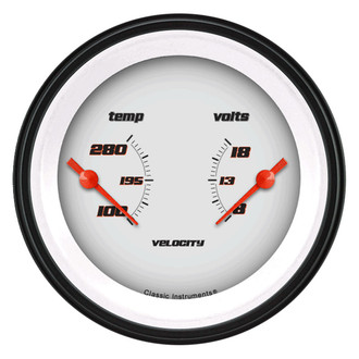 Classic Instruments® - Velocity Series 3-3/8" Temperature & Voltmeter Dual Gauge