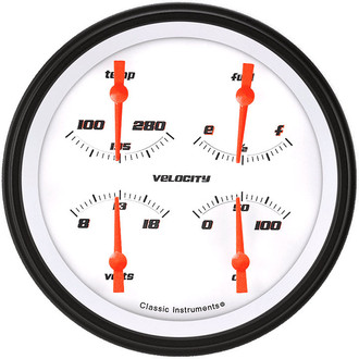 Classic Instruments® - Velocity Series 4-5/8" Quad Gauge, 0-90