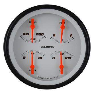 Classic Instruments® - Velocity Series 4-5/8" Quad Gauge, 0-90
