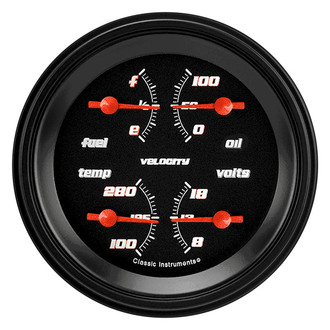 Classic Instruments® - Velocity Series 3-3/8" Quad Gauge, 0-90