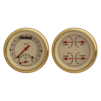 Classic Instruments® - Vintage Series 3-3/8" Speedtachular and Quad Gauge Set, 140 MPH, 8,000 RPM