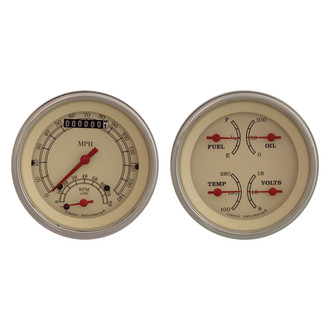 Classic Instruments® - Vintage Series 3-3/8" Speedtachular and Quad Gauge Set, 140 MPH, 8,000 RPM
