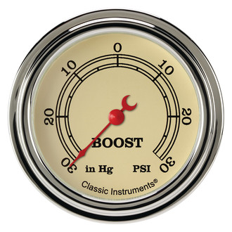 Classic Instruments® - Vintage Series Boost/Vacuum Gauge, -30 in Hg +30 PSI