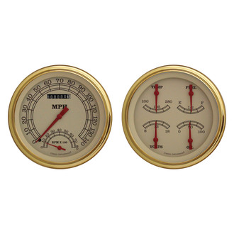 Classic Instruments® - Vintage Series 4-5/8" Speedtachular and Quad Gauge Set, 140 MPH, 8,000 RPM