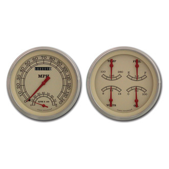 Classic Instruments® - Vintage Series 4-5/8" Speedtachular and Quad Gauge Set, 140 MPH, 8,000 RPM