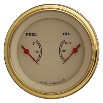 Classic Instruments® - Vintage Series 3-3/8" Fuel & Oil Dual Gauge, 240-33