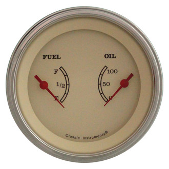 Classic Instruments® - Vintage Series 3-3/8" Fuel & Oil Dual Gauge, 240-33