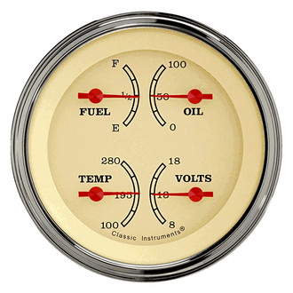 Classic Instruments® - Vintage Series 3-3/8" Quad Gauge, 75-10, 8-18 V