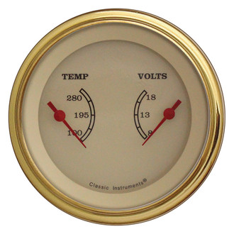 Classic Instruments® - Vintage Series 3-3/8" Dual Temperature & Volt Gauge
