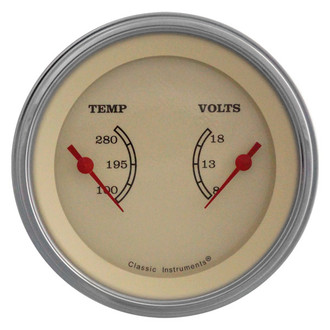 Classic Instruments® - Vintage Series 3-3/8" Dual Temperature & Volt Gauge