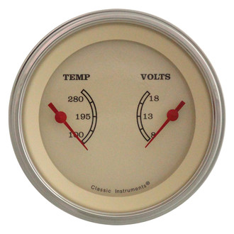 Classic Instruments® - Vintage Series 3-3/8" Dual Temperature & Volt Gauge