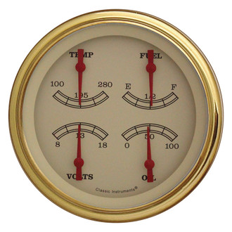 Classic Instruments® - Vintage Series 4-5/8" Quad Gauge, 240-33, 8-18 V
