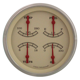 Classic Instruments® - Vintage Series 4-5/8" Quad Gauge, 240-33, 8-18 V