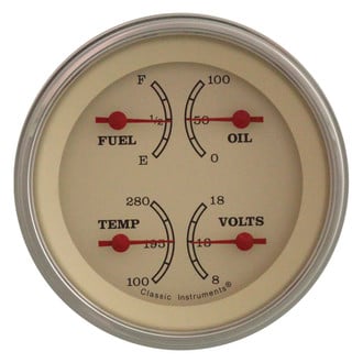 Classic Instruments® - Vintage Series Quad Gauge, 8-18 V