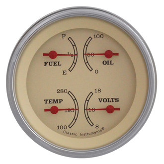 Classic Instruments® - Vintage Series 3-3/8" Quad Gauge, 0-30, 8-18 V