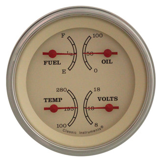 Classic Instruments® - Vintage Series 3-3/8" Quad Gauge, 0-30, 8-18 V