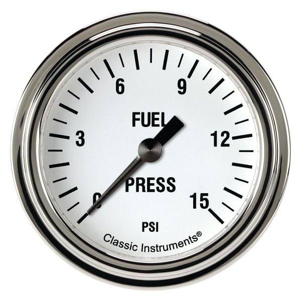 Classic Instruments® - White Hot Series 2-5/8" Fuel Pressure Gauge, 15 psi