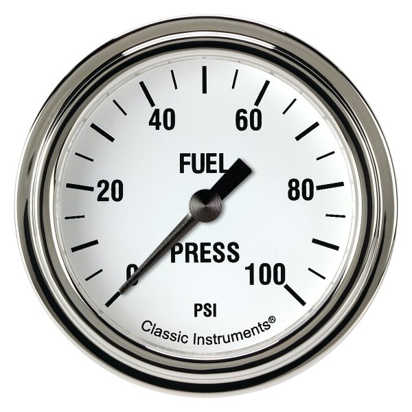 Classic Instruments® - White Hot Series 2-5/8" Fuel Pressure Gauge, 100 psi