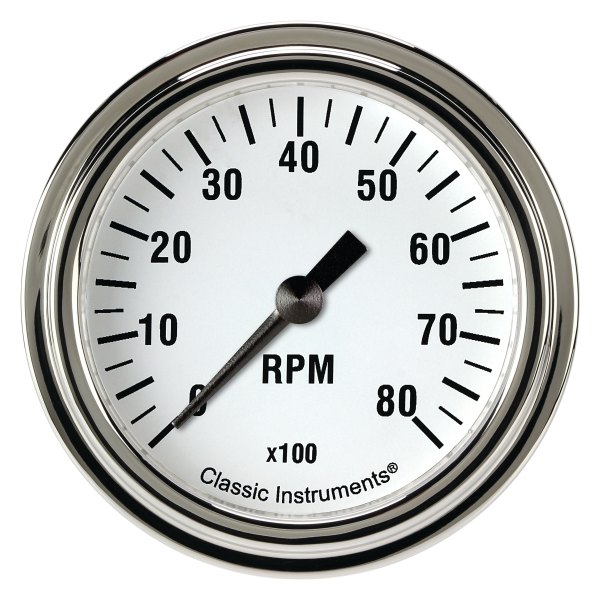 Classic Instruments® - White Hot Series 2-5/8" Tachometer, 8,000 RPM