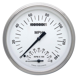 Classic Instruments® - White Hot Series Speedtachular, 140 MPH, 8,000 RPM