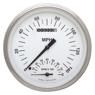 Classic Instruments® - White Hot Series 4-5/8" Speedtachular, 140 MPH, 8,000 RPM