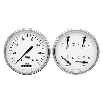Classic Instruments® - White Hot Series 4-5/8" Speedometer and Quad Gauge Set, 140 MPH