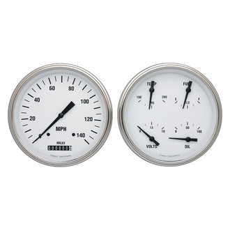 Classic Instruments® - White Hot Series 4-5/8" Speedometer and Quad Gauge Set, 140 MPH