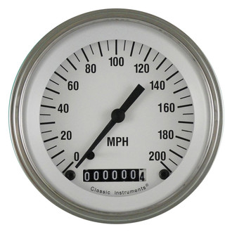 Classic Instruments® - White Hot Series 3-3/8" Speedometer, 200 MPH