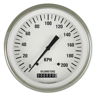 Classic Instruments® - White Hot Series 4-5/8" Speedometer, 200 KPH