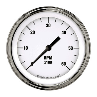 Classic Instruments® - White Hot Series 3-3/8" Tachometer, 6,000 RPM