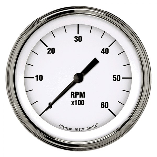 Classic Instruments® - White Hot Series 3-3/8" Tachometer, 6,000 RPM
