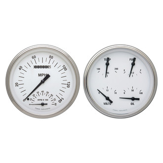 Classic Instruments® - White Hot Series Custom 2-Gauge Set, 140 MPH