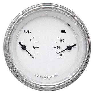 Classic Instruments® - White Hot Series 3-3/8" Fuel & Oil Dual Gauge, 240-33