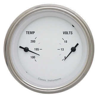 Classic Instruments® - White Hot Series 3-3/8" Dual Temperature & Volt Gauge