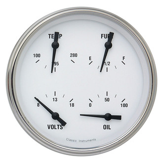 Classic Instruments® - White Hot Series 4-5/8" Quad Gauge, 240-33, 8-18 V
