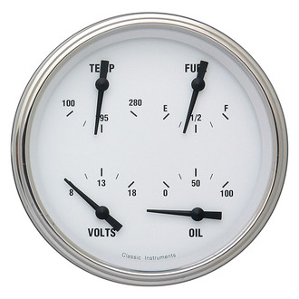 Classic Instruments® - White Hot Series 4-5/8" Quad Gauge, 240-33, 8-18 V