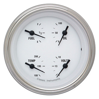 Classic Instruments® - White Hot Series 3-3/8" Quad Gauge, 0-90, 8-18 V