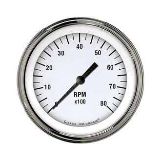 Classic Instruments® - White Hot Series 3-3/8" Tachometer, 8,000 RPM