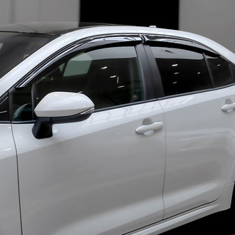 Clim Art® - Tape-On Dark Smoke Front and Rear Side Window Deflectors with 2 License Plate Frames