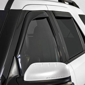 Clim Art® - In-Channel Dark Smoke Front and Rear Side Window Deflectors with 2 License Plate Frames