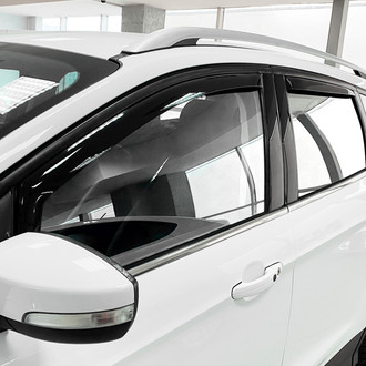 Clim Art® - In-Channel Dark Smoke Front and Rear Side Window Deflectors with 2 License Plate Frames