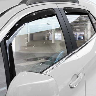 Clim Art® - In-Channel Dark Smoke Front and Rear Side Window Deflectors with 2 License Plate Frames