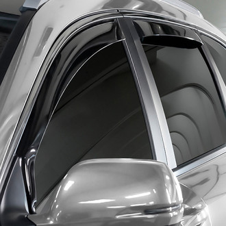 Clim Art® - In-Channel Dark Smoke Front and Rear Side Window Deflectors with 2 License Plate Frames