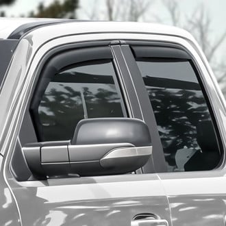 Clim Art® - In-Channel Dark Smoke Front and Rear Side Window Deflectors with 2 License Plate Frames