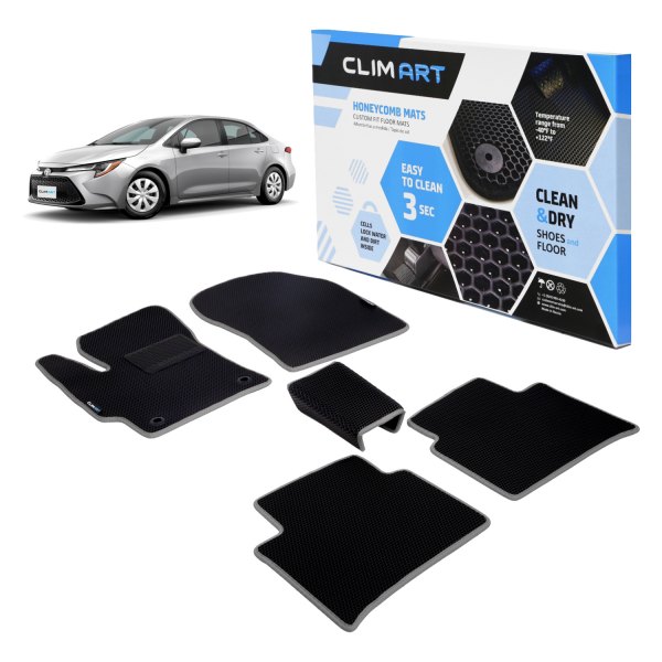 Clim Art® - All-Weather Black/Silver Floor Mat Set