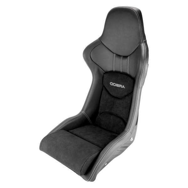 Cobra Seats® - Nogaro Street GRP Composite Low Profile Racing Seat, Black Leather Outer with Dinamica Center