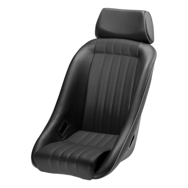 Cobra Seats® - Classic CS Black Leather Facings/Black Vinyl Back Race Seat with Headrest
