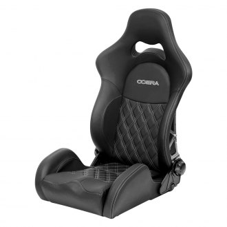 Cobra Seats® - Misano 30th Anniversary Seat Black Leather Diamond Stitch  with Carbon Backrest