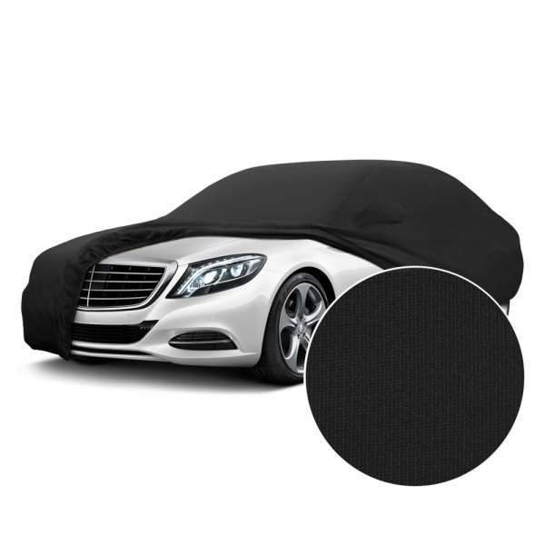 COPERTINE® - Moda Stretch™ Indoor Black Car Cover with Challenger Lettering Logo