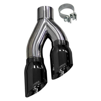 Corsa® - Pro-Series 304 SS Side Swept Round Angle Cut Clamp-On Dual Black PVD Exhaust Tip